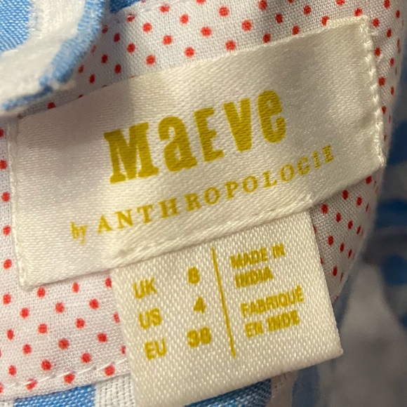 New! Anthropologie Maeve Blue White Striped Embroidered Cami Top 27897 - Picture 5 of 9